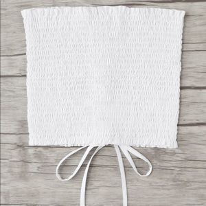 White lace up crop top